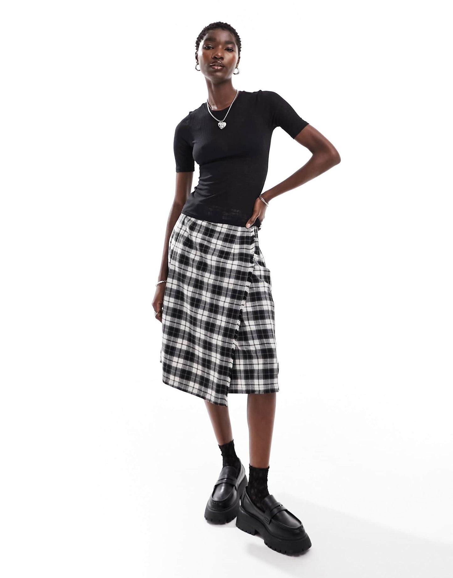 Monki short sleeve semi sheer t-shirt in black