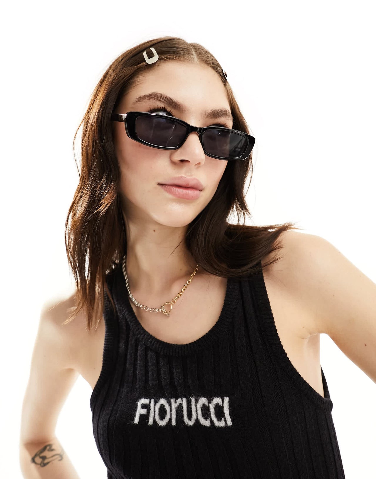Fiorucci rib knitted mini dress with embroidered logo in black