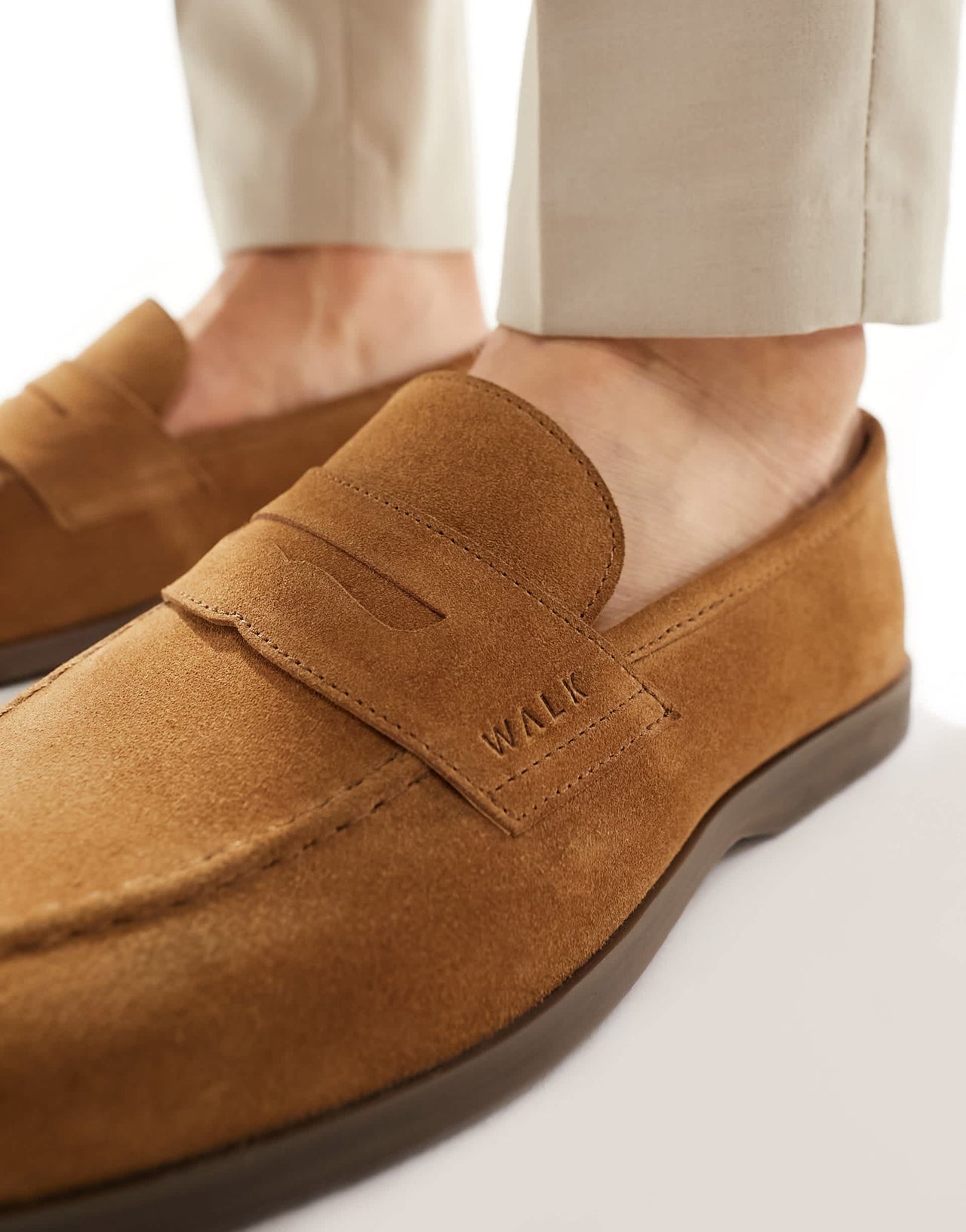 Walk London Angelo Saddle Loafers In Tan Suede