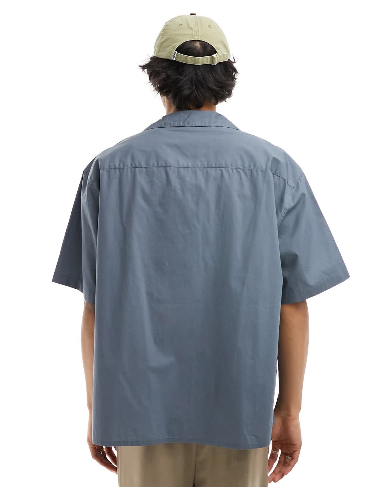 COLLUSION oversized poplin revere short sleeve shirt in grey