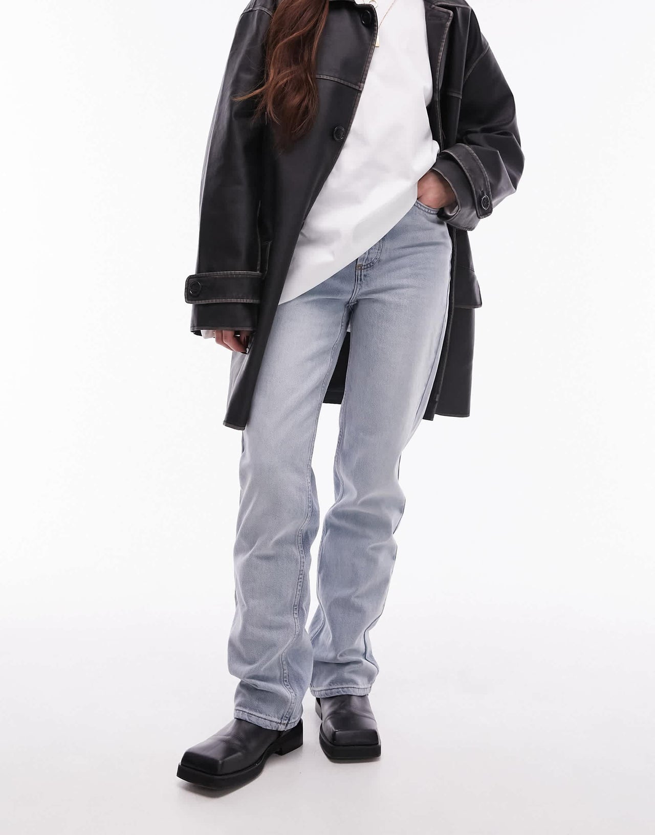 Topshop Kort high rise straight jean in bleach