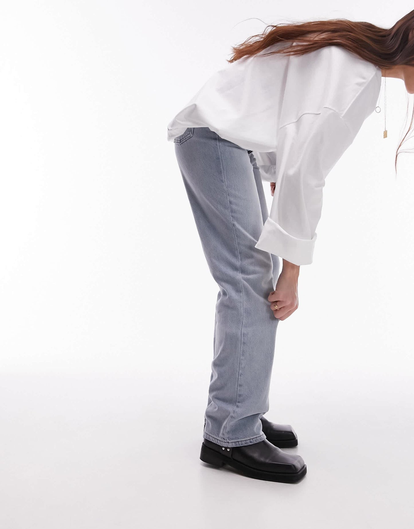 Topshop Kort high rise straight jean in bleach