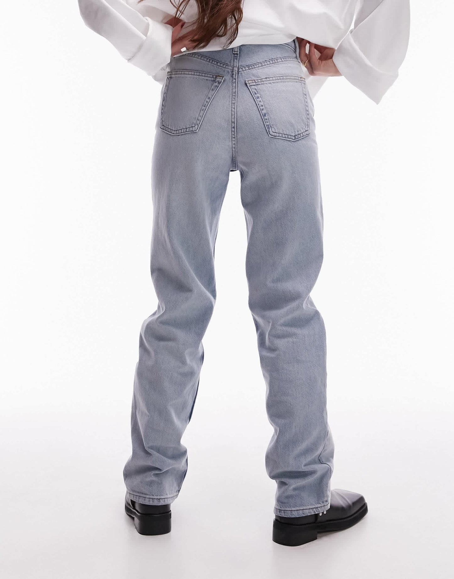 Topshop Kort high rise straight jean in bleach