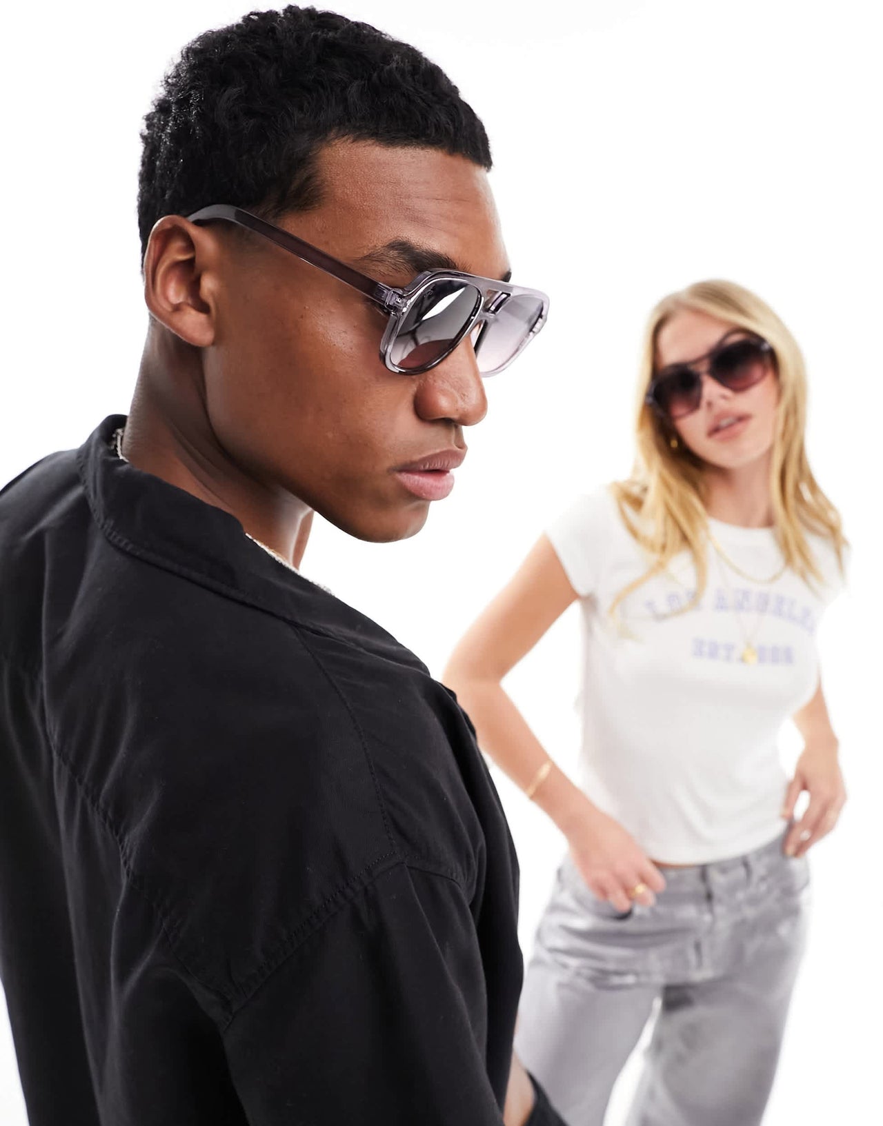 Jeepers Peepers aviator sunglasses in grey transparent