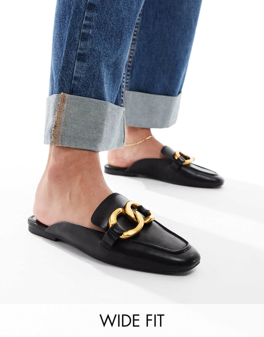 ASOS DESIGN Wide Fit Mia mule in black