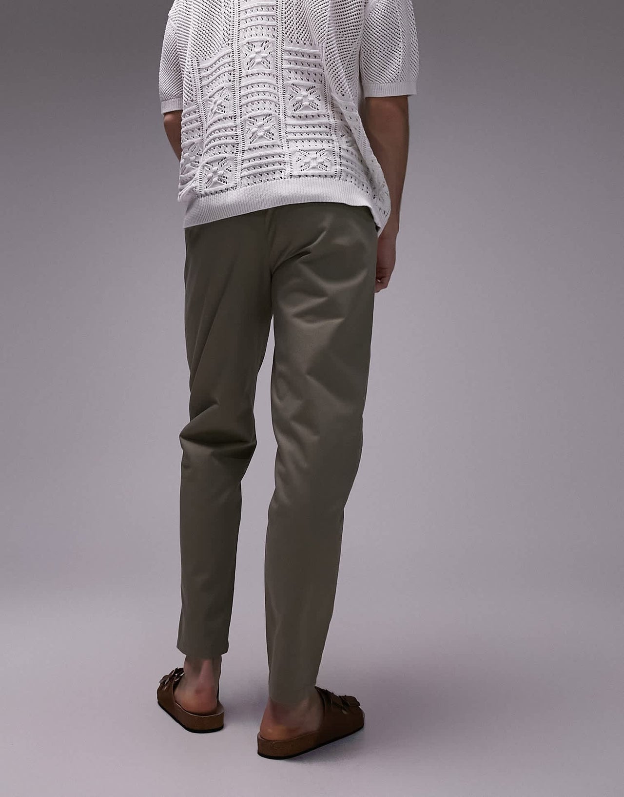 Topman taper workwear chino trousers in sage