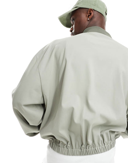 ASOS DESIGN smart co-rd bomber jacket in green