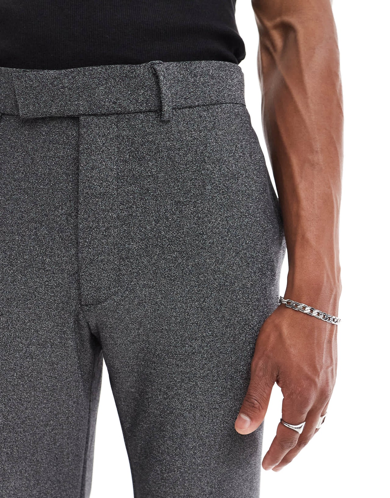 ASOS DESIGN flare shimmer suit trouser in black