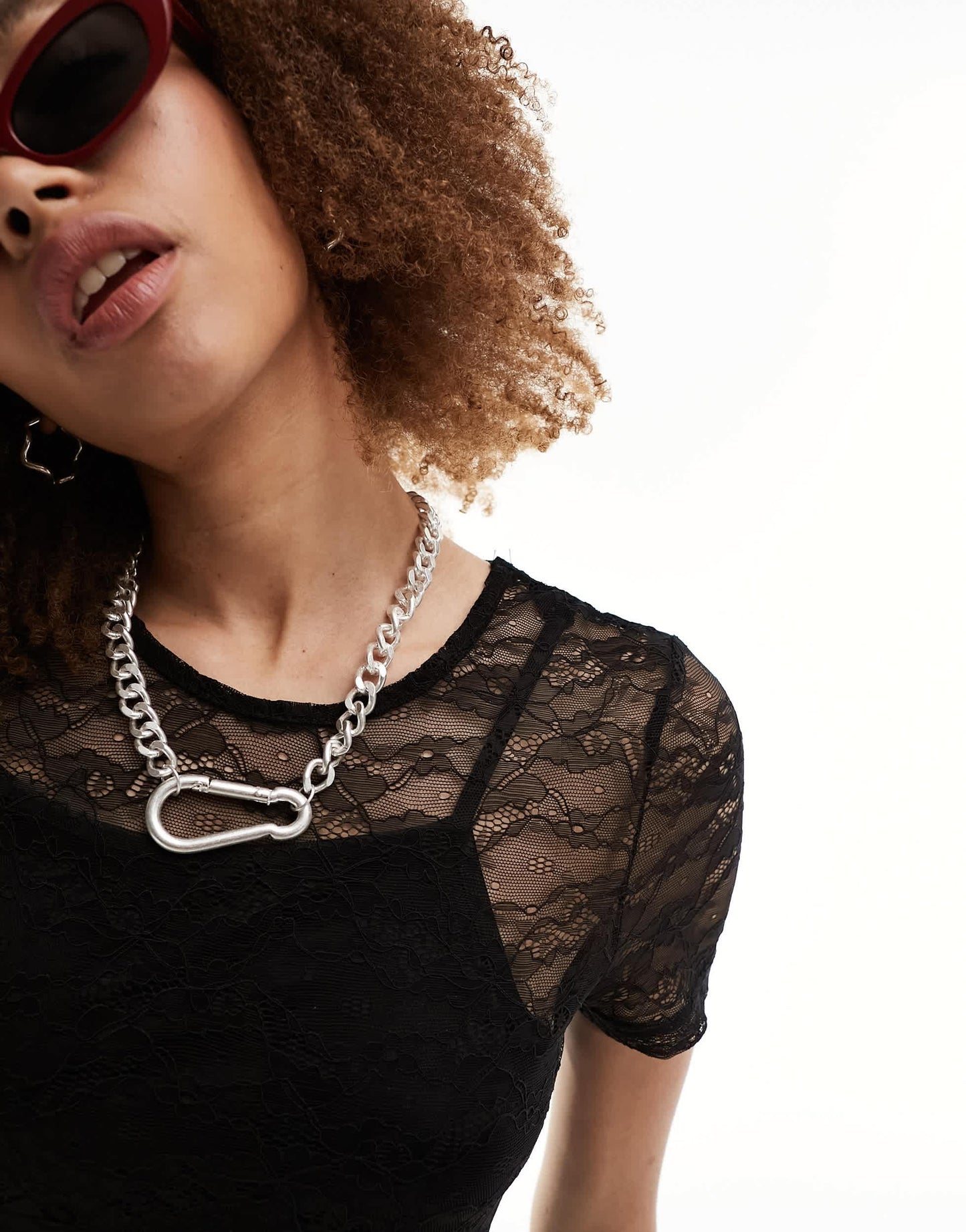 Noisy May short sleeve lace midaxi dress in black