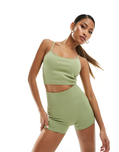 4505 seamless double rib vest with removeable padding in pistachio