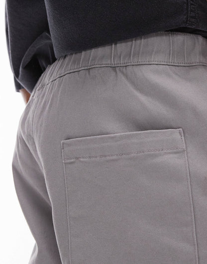 Topman relaxed chino shorts with elasticated wb in grey