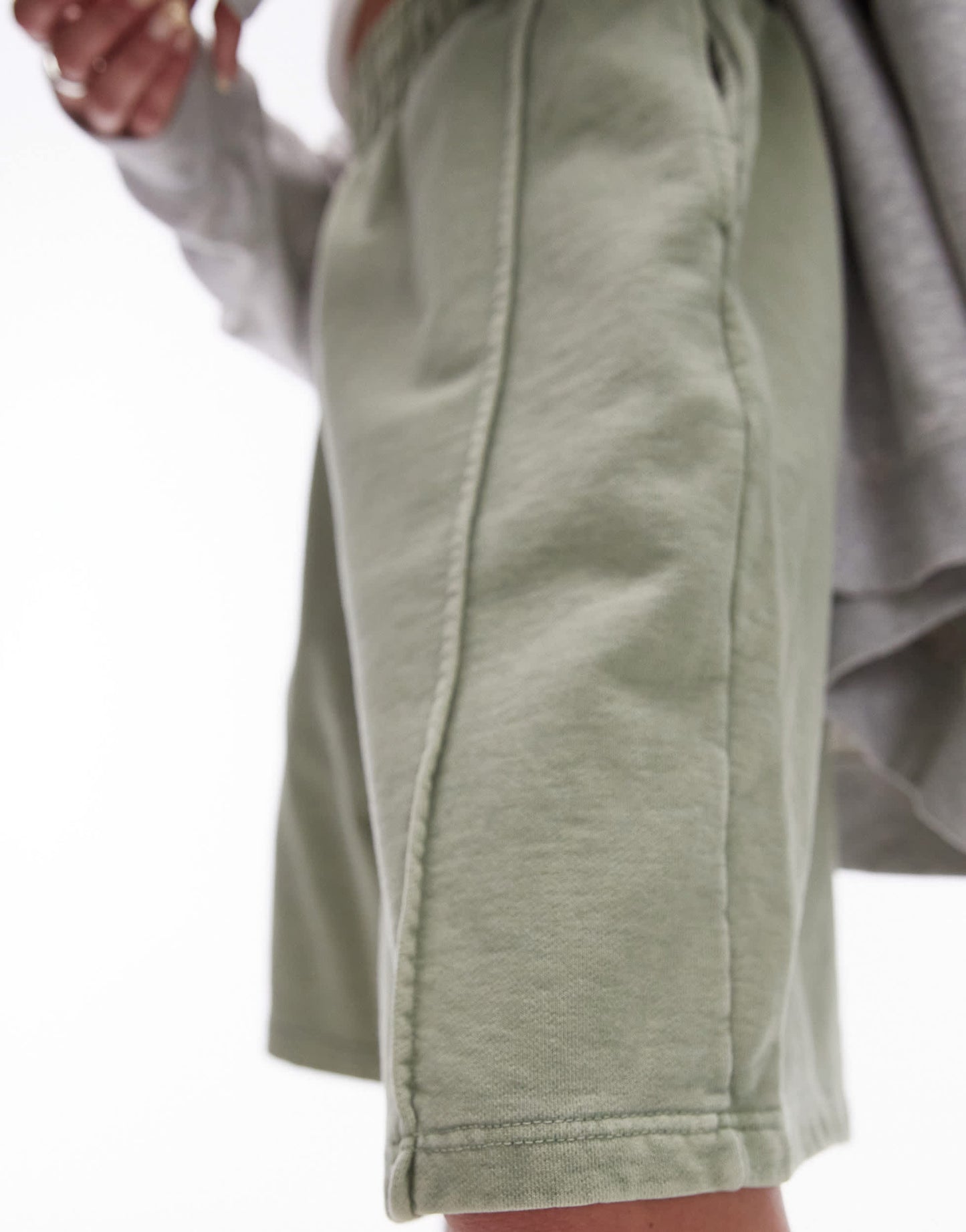 Topshop acid wash longline short in sage
