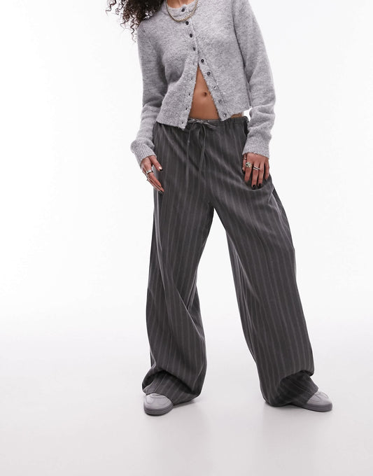Topshop stripe drawcord waist jogger in grey