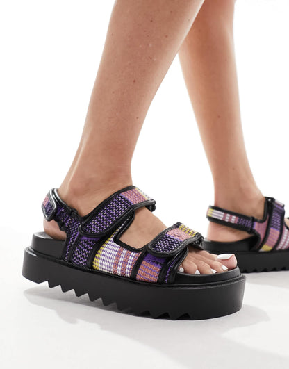 ASOS DESIGN Forecast sporty dad sandals in lilac weave