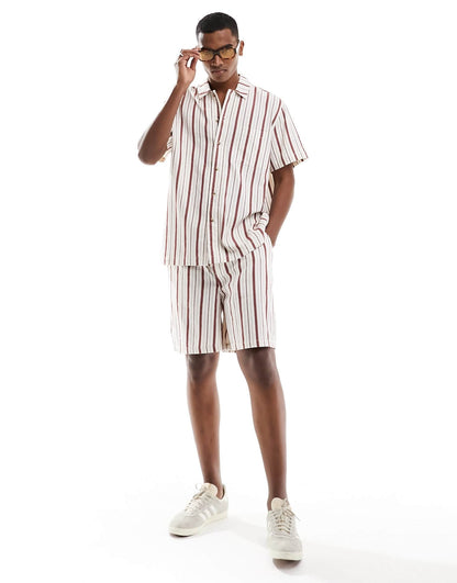 ASOS DESIGN co-ord fit shorts in contrast red stripe