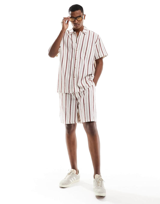 ASOS DESIGN co-ord fit shorts in contrast red stripe