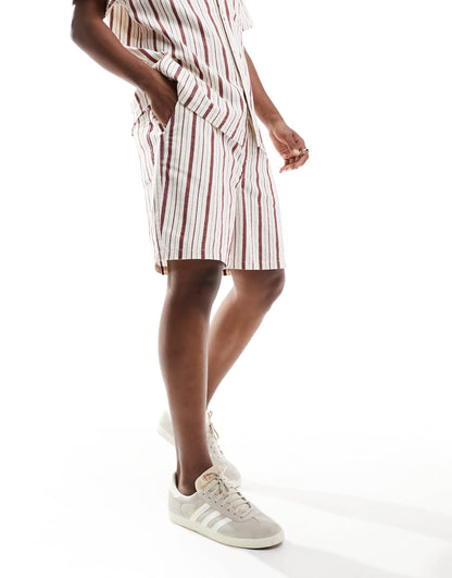 ASOS DESIGN co-ord fit shorts in contrast red stripe