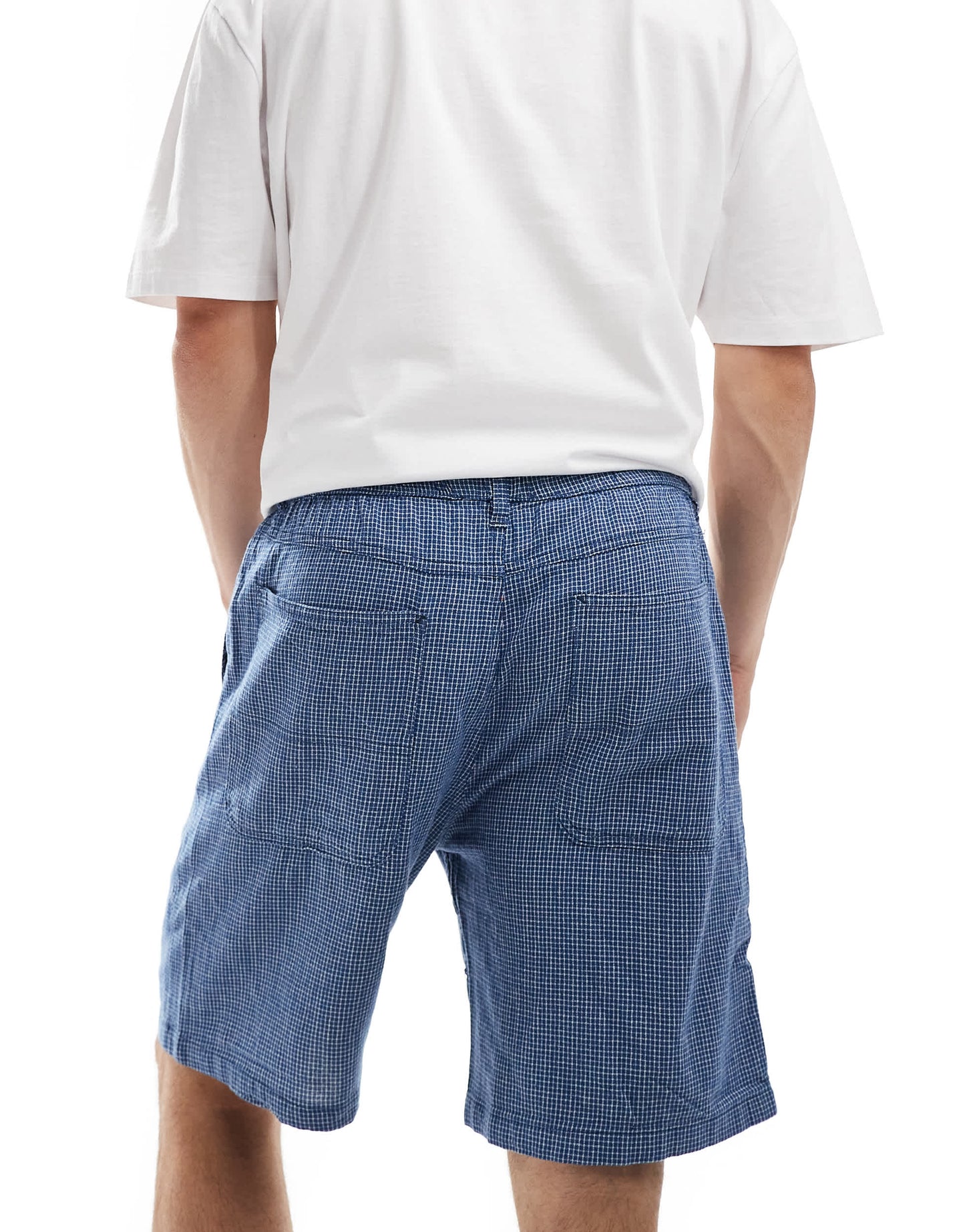 ASOS DESIGN co-ord shorts with blue check print and belt detail