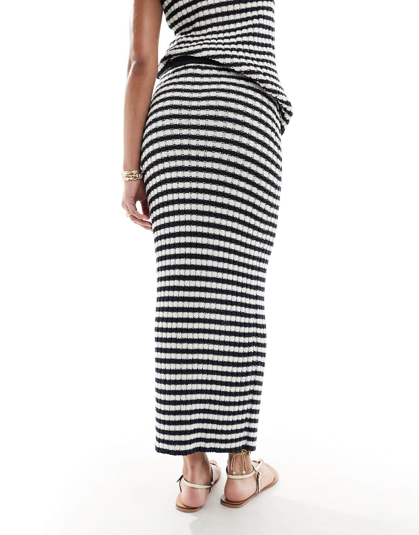 4th & Reckless ravello knit beach skirt co-ord in navy stripe