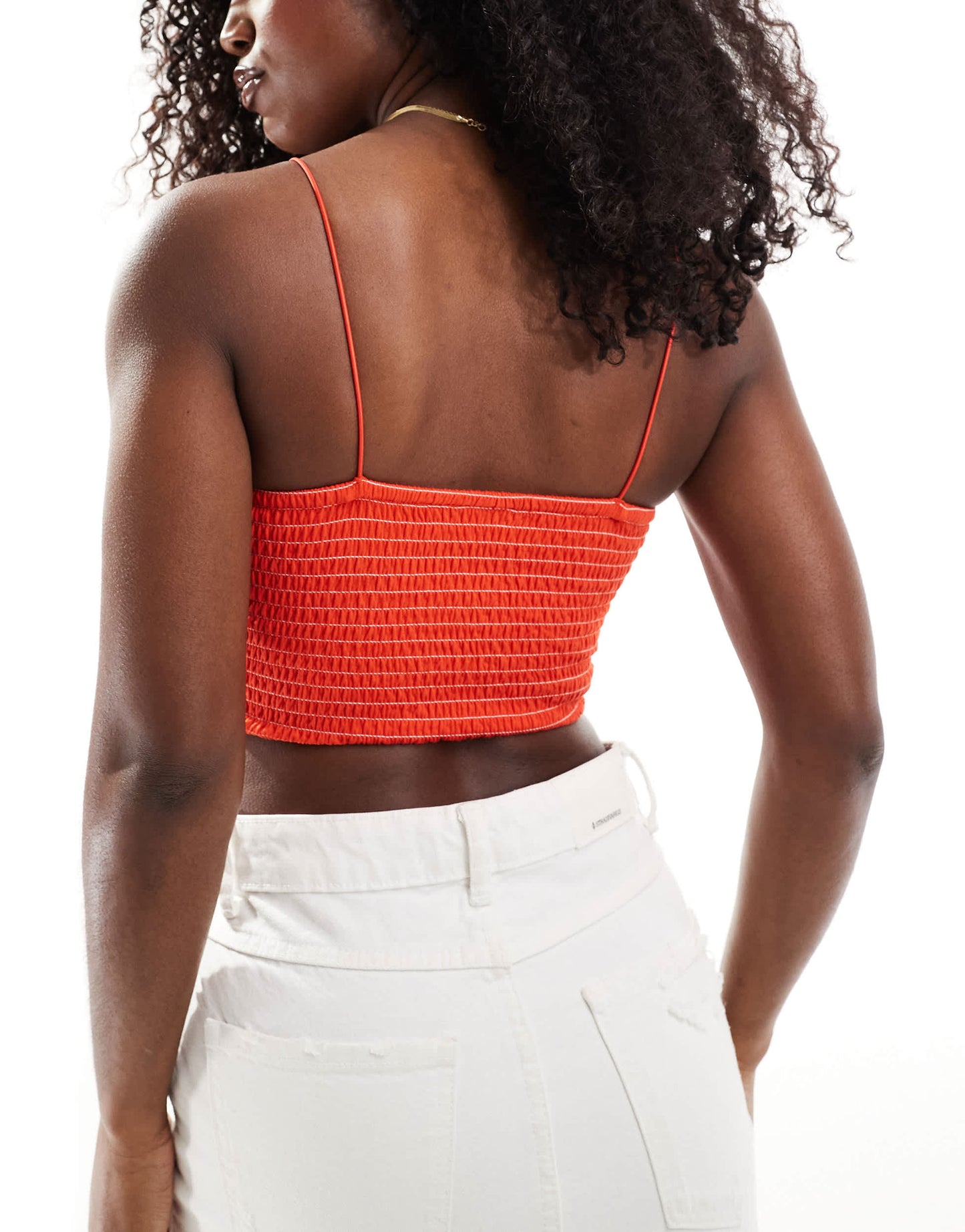 ASOS DESIGN shirred strappy cami bralet in stripe