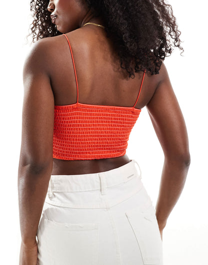 ASOS DESIGN shirred strappy cami bralet in stripe