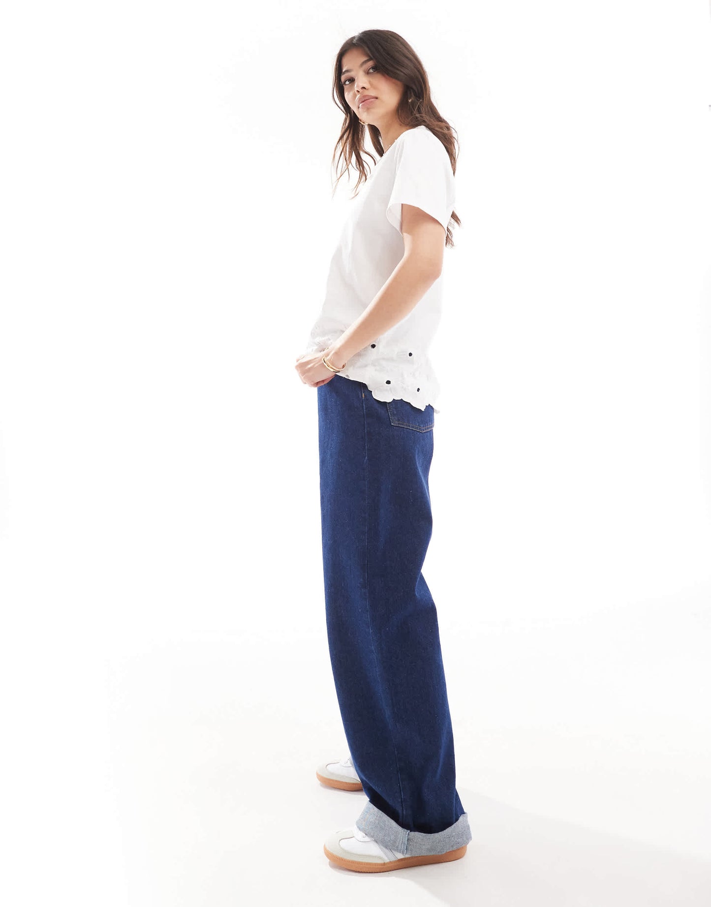 ASOS DESIGN embroidered hem t-shirt in white