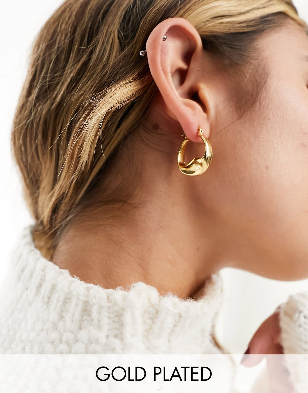ASOS DESIGN 14k gold plated 25mm hoop earrings with twist middle design