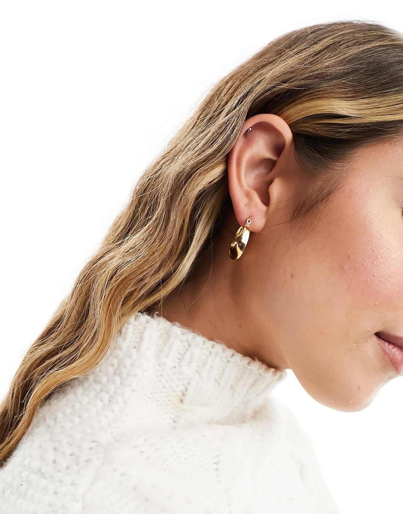 ASOS DESIGN 14k gold plated 25mm hoop earrings with twist middle design