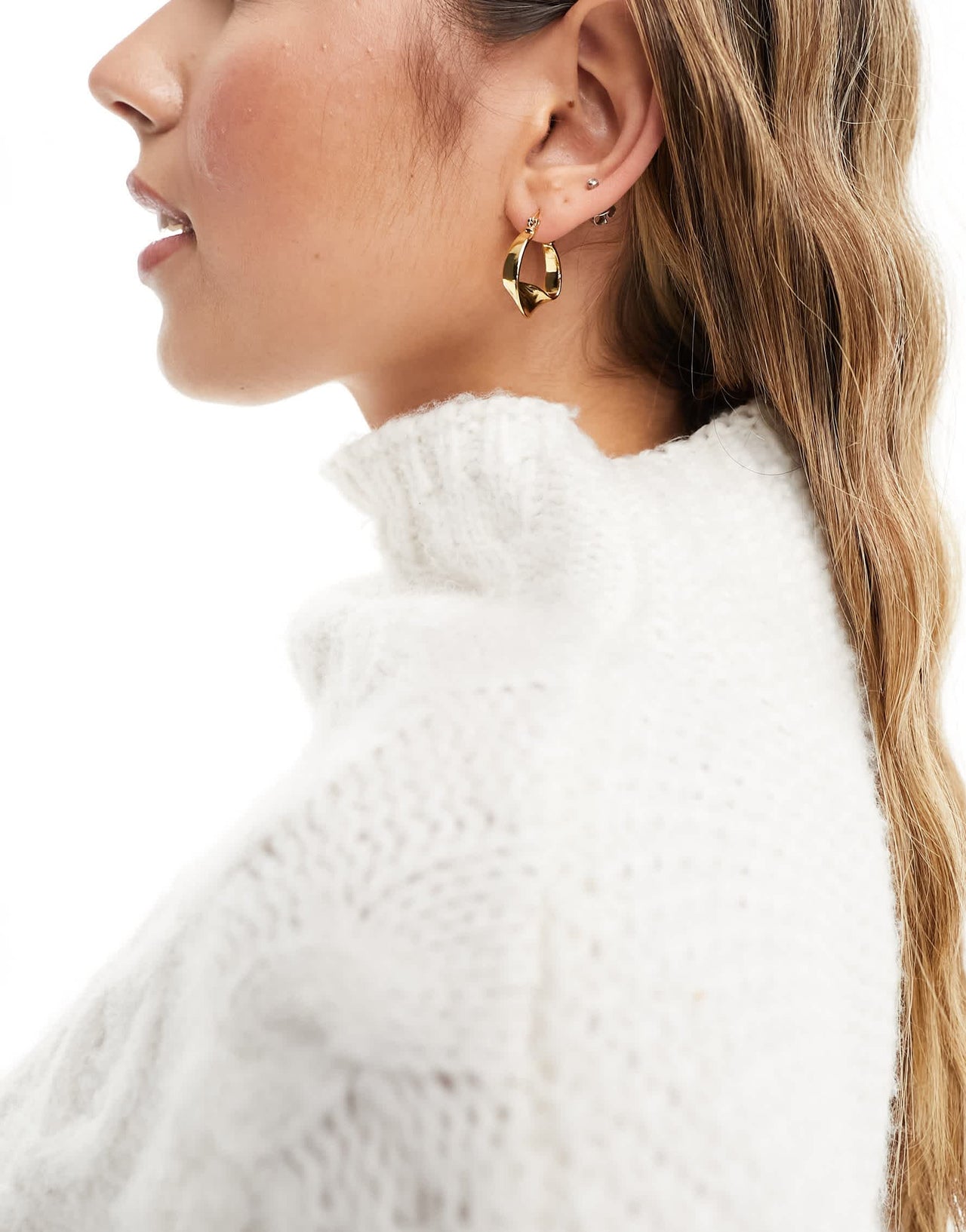 ASOS DESIGN 14k gold plated 25mm hoop earrings with twist middle design
