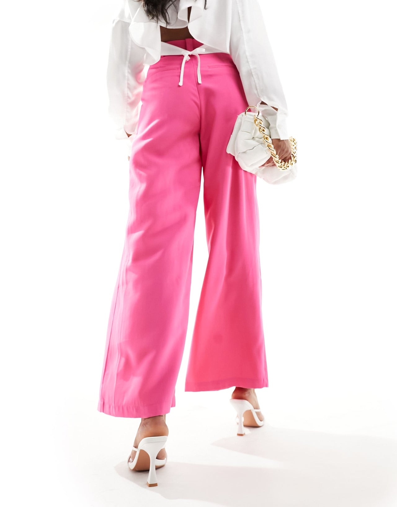 Urban Revivo wide leg tailored trousers in bright pink