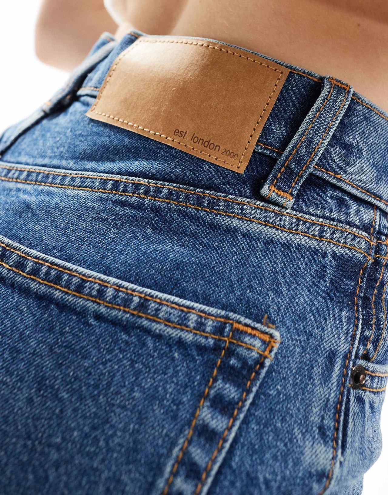 ASOS DESIGN ankle grazer straight leg jean in dark mid blue - MBLUE