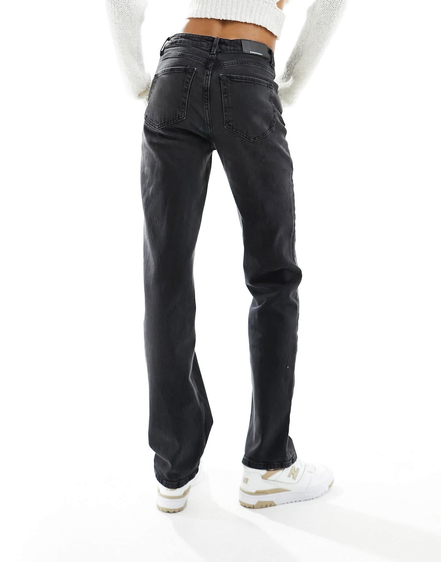 Stradivarius Tall straight leg jean in black wash