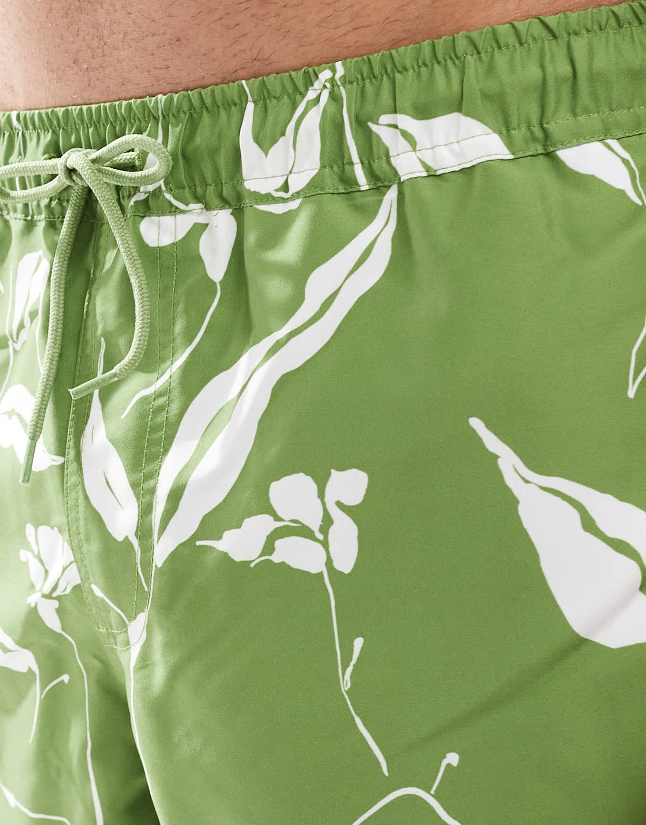 ASOS DESIGN swim shorts in short length in green floral print