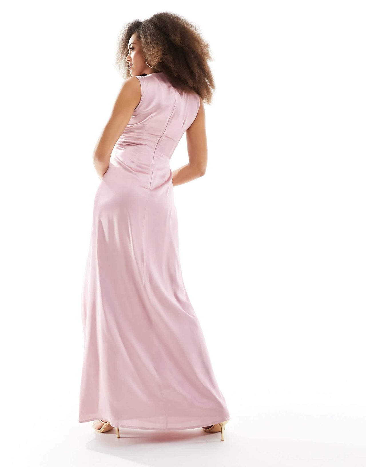 Anaya bridesmaid satin maxi dress with cut out detail in rose