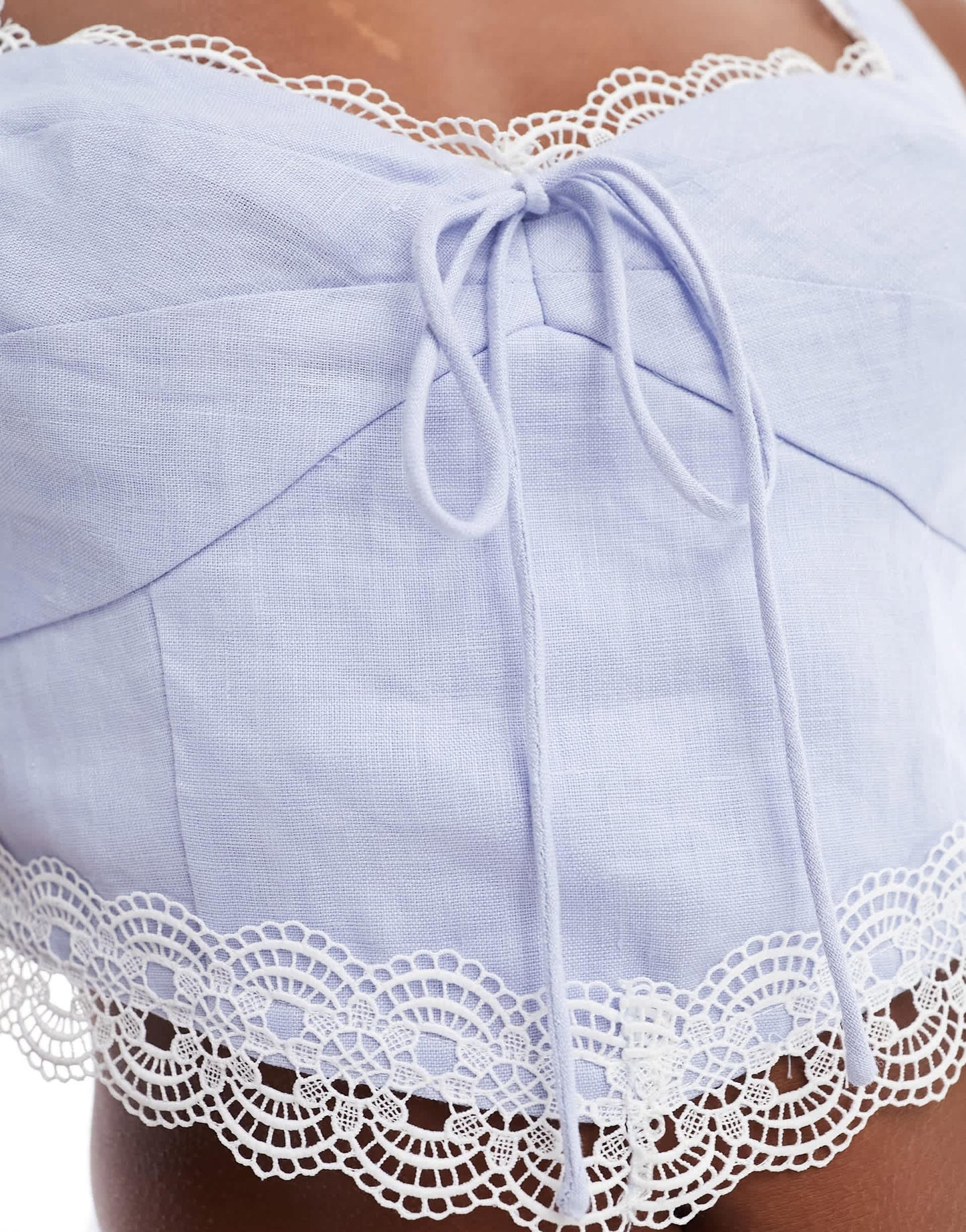 Forever New Petite corset style lace top co-ord in baby blue
