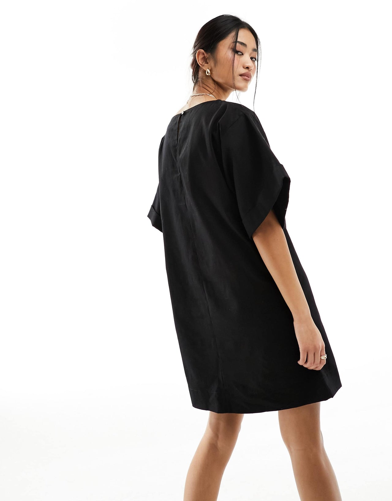ASOS DESIGN twill boxy t-shirt mini dress in black