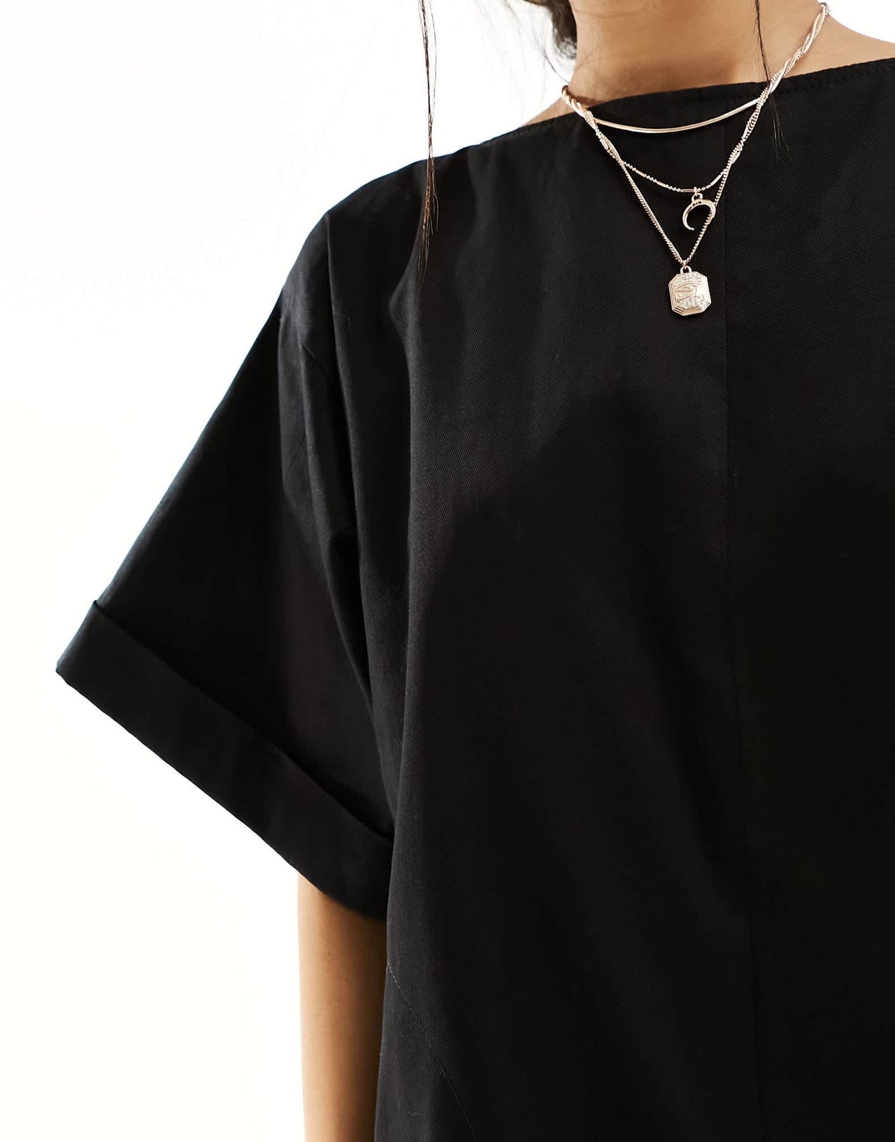 ASOS DESIGN twill boxy t-shirt mini dress in black