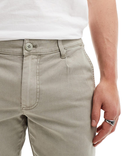 ASOS DESIGN slim washed chino in dark sage green
