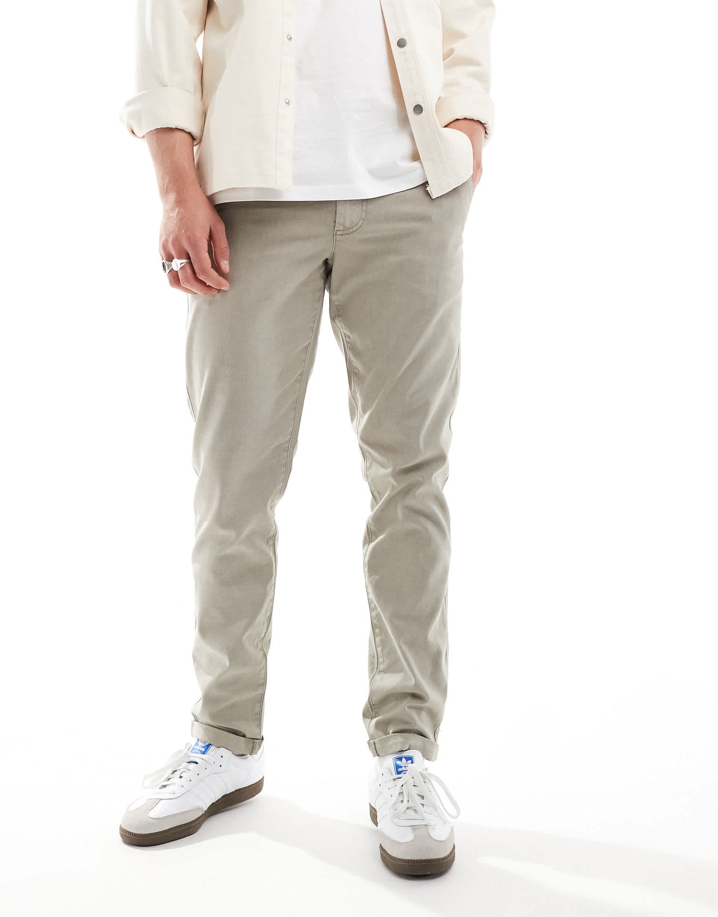 ASOS DESIGN slim washed chino in dark sage green