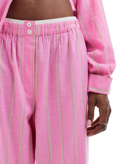 COLLUSION beach woven straight leg boxer trouser in pink stripe - PINK
