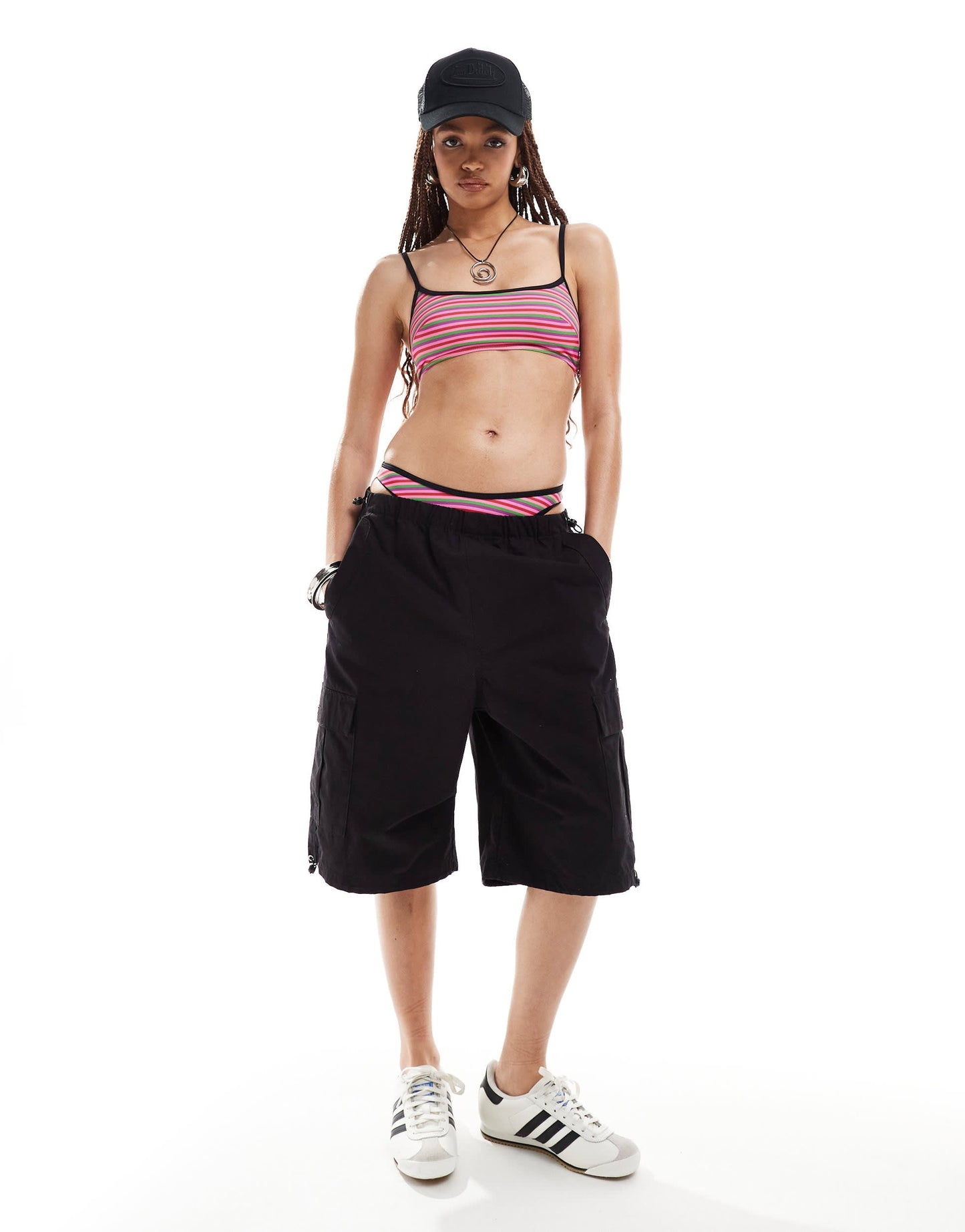 COLLUSION stripe bikini top co-ord in multi