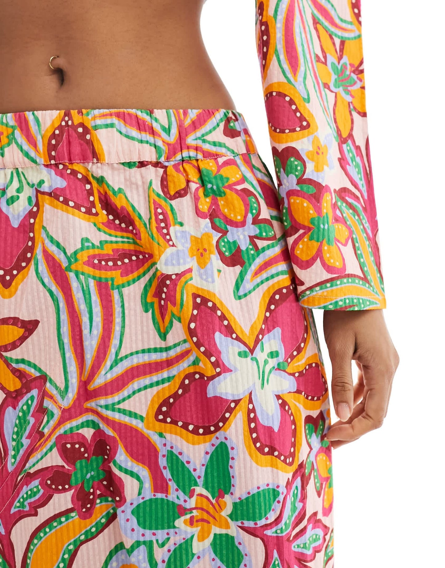 Native Youth draw cord floral print midaxi skirt co-ord in multi