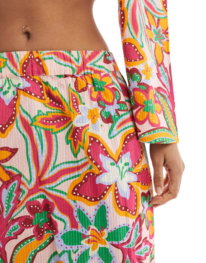 Native Youth draw cord floral print midaxi skirt co-ord in multi