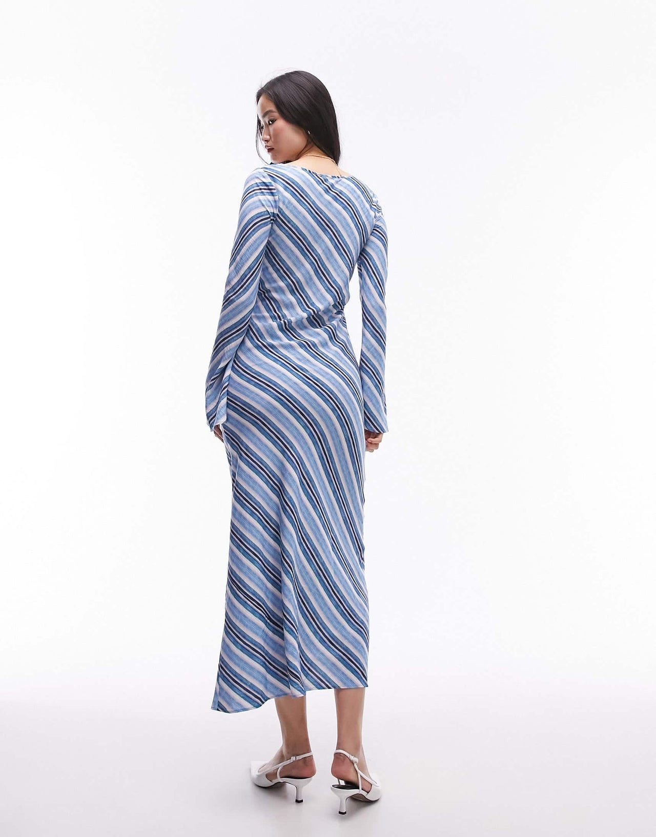 Topshop lea column maxi dress in blue stripe