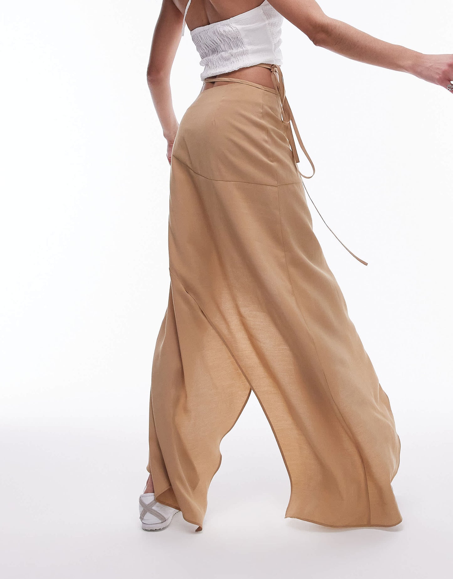 Topshop Hanky Hem Asymmetric Skirt in stone
