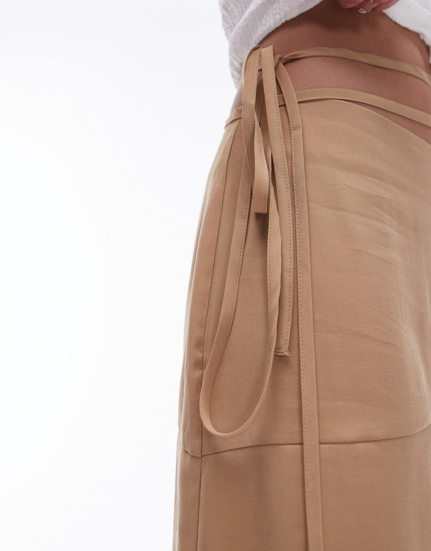 Topshop Hanky Hem Asymmetric Skirt in stone