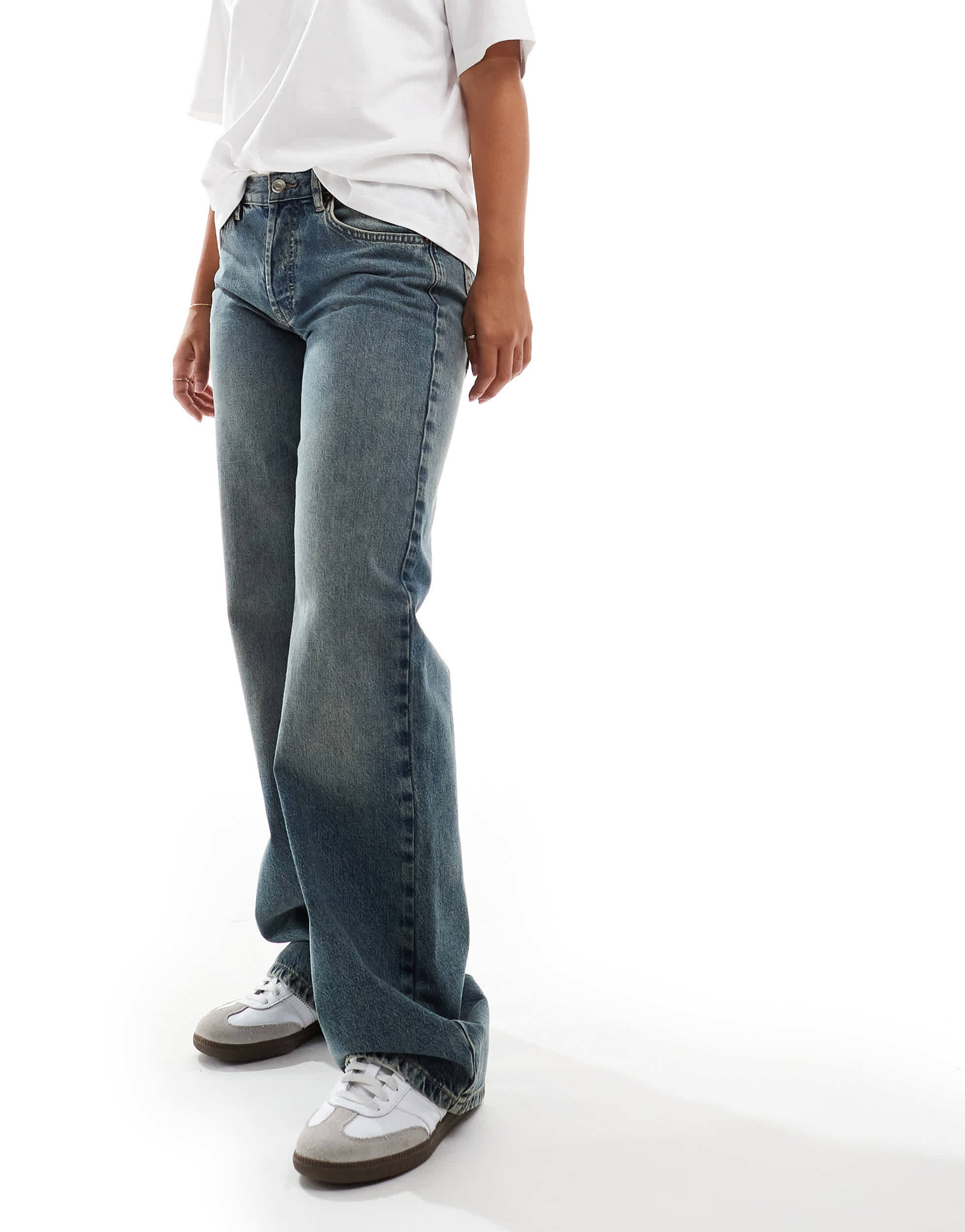 Topshop Hourglass Ember low rise straight leg jean in grime blue