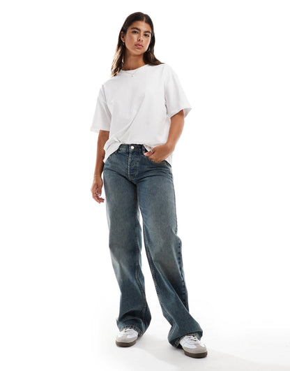 Topshop Hourglass Ember low rise straight leg jean in grime blue