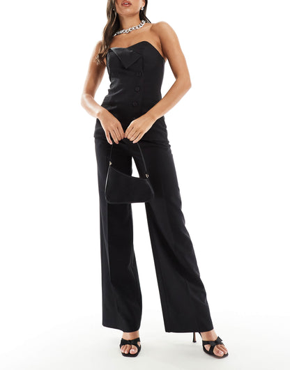 River Island tux style bandeau top in black