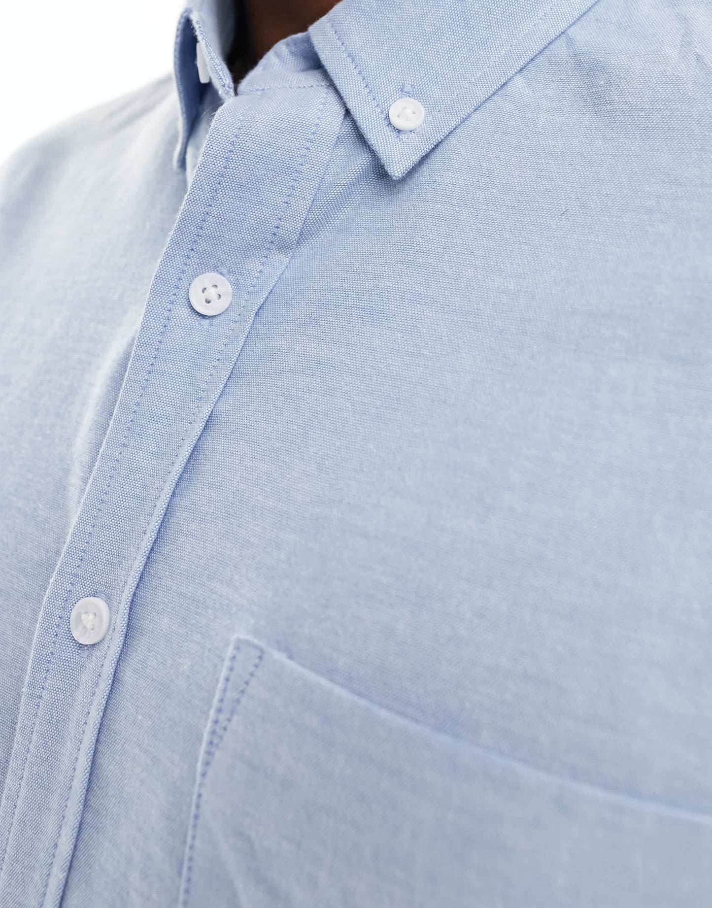 ASOS DESIGN relaxed short sleeve oxford shirt in light blue